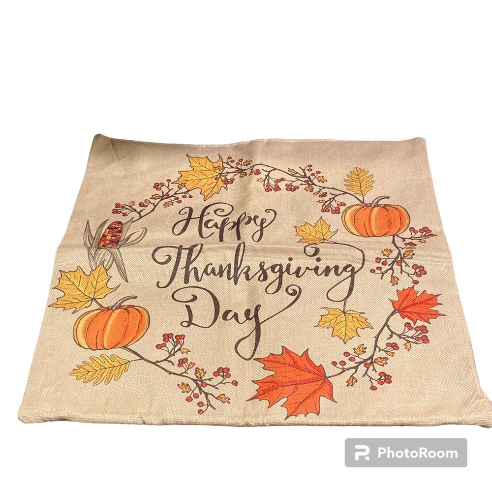 HOSL Thanksgiving Zipper Decorative Fall Pillow Case Cover 17 x 17